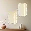 Art Street Irregular Shape Adhesive Mirror Sticker for Wall on Tiles Bathroom Bedroom Living Room for Home, (Set of 4, Size: 12x16 Inch)