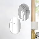 Art Street Oval Beveled Shape Adhesive Mirror Sticker for Wall on Tiles Bathroom Bedroom Living Room for Home, (Set of 6, Size: 8x12 Inch)