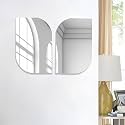 Art Street Leaf Shape Adhesive Mirror Sticker for Wall on Tiles Bathroom Bedroom Living Room for Home, (Set of 2, Size: 8x12 Inch)