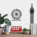 Art Street London Theme MDF Plaque Painted Cutout Ready to Hang For Home, Office, Wall Décor Wall Art (Black, 6.9x6.1, 3.5x6.7, 12x2.4 Inch)