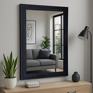 art street wood marble finish rectangle wall decorative mirror for home and bathroom black size 15 x 21 inchs