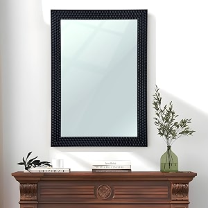 art street wood marble finish rectangle wall decorative mirror for home and bathroom size - 19 x 27 inchs color -black