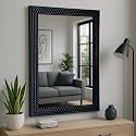 Art Street Wood Marble Finish Rectangle Wall Decorative Mirror for Home and Bathroom (Black, Size 15 X 21 Inchs)
