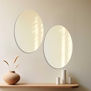art street oval shape adhesive mirror sticker for wall on tiles bathroom bedroom living room for home set of 6 size 12x16 inch