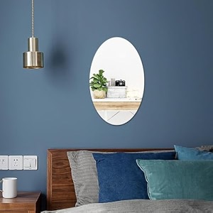 art street oval shape adhesive mirror sticker for wall on tiles bathroom bedroom living room for home size 8x12 inchs