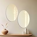 Art Street Oval Shape Adhesive Mirror Sticker for Wall on Tiles Bathroom Bedroom Living Room for Home, (Set of 6, Size: 12x16 Inch)