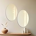 Art Street Oval Shape Adhesive Mirror Sticker for Wall on Tiles Bathroom Bedroom Living Room for Home, (Set of 4, Size: 12x16 Inch)