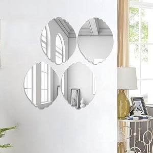 art street oval wave shape adhesive mirror sticker for wall on tiles bathroom bedroom living room for home set of 6 size 12x16 inch