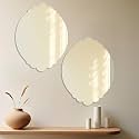 Art Street Oval Wave Shape Adhesive Mirror Sticker for Wall on Tiles Bathroom Bedroom Living Room for Home, (Set of 2, Size: 12x16 Inch)