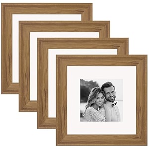 art street wooden photo frame for living room aesthetic cave design photo frames for photograph art work certificates set of 4 8x8 inch wood brown