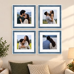 art street luxury photo frame for living room modern step design photo frames for photograph art work kids room set of 4 12x12 inch blue