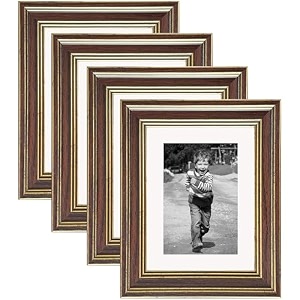 art street wood picture frames set of 4 wall mounted premium 3d photo frame vertical amp horizontal wall hanging individual collage for home dcor brown size 6x8 inch