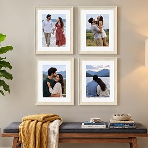 art street wooden photo frame for living room aesthetic cave design photo frames for photograph art work certificates set of 4 11x14 inch white