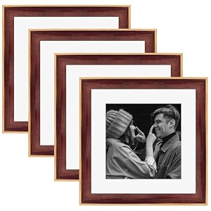 art street wooden photo frame for living room aesthetic cave design photo frames for photograph art work certificates set of 4 12x12 inch brown