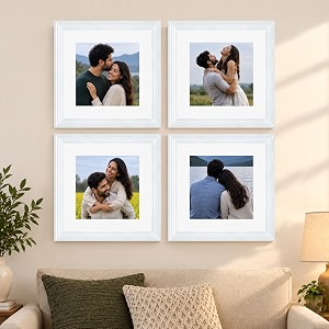 art street luxury photo frame for living room modern step design photo frames for photograph art work kids room set of 4 12x12 inch white