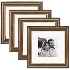 art street engineered wood picture frames set of 4 wall mounted premium 3d photo frame vertical amp horizontal wall hanging individual collage for home dcor brown size 8x8 inch