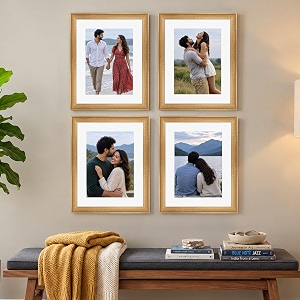 art street wooden photo frame for living room aesthetic cave design photo frames for photograph art work certificates set of 4 11x14 inch wood brown