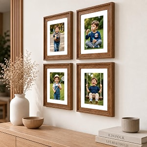 art street wooden photo frame for living room aesthetic cave design photo frames for photograph art work certificates set of 4 6x8 inch brown