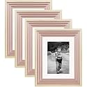 Art Street Synthetic Wooden Set of 4 Individual Couple Rectangular Photo Frame/Wall Hanging for Home Décor - (Pink, Size 6x8 Inch)
