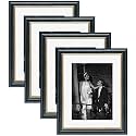 Art Street Wood Picture Frames Set Of 4 Wall Mounted Premium 3D Photo Frame Vertical &amp; Horizontal Wall Hanging Individual Collage For Home Décor (Black, Size 12X16 Inch)