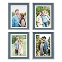 Art Street Luxury Photo Frame for living room, Modern Step Design Photo Frames for Photograph, Art Work, Kids Room Set of 4 (8x12 Inch, Blue)
