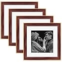 Art Street Wooden Photo Frame for living room, Aesthetic Cave Design Photo Frames for Photograph, Art Work, Certificates Set of 4 (12x12 Inch, Brown)