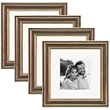 Art Street Engineered Wood Picture Frames Set Of 4 Wall Mounted Premium 3D Photo Frame Vertical &amp; Horizontal Wall Hanging Individual Collage For Home Décor (Brown, Size 8X8 Inch)