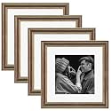 Art Street Glass Picture Frames Set Of 4 Wall Mounted Premium 3D Photo Frame Vertical &amp; Horizontal Wall Hanging Individual Collage For Home Décor (Brown, Size 12X12 inch)