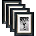 Art Street Wood Picture Frames Set Of 4 Wall Mounted Premium 3D Photo Frame Vertical &amp; Horizontal Wall Hanging Individual Collage For Home Décor (Black, Size 6X8 inch)
