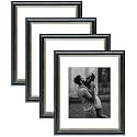 Art Street Wood Picture Frames Set Of 4 Wall Mounted Premium 3D Photo Frame Vertical &amp; Horizontal Wall Hanging Individual Collage For Home Décor (Black, Size 11X14 Inch)