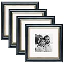 Art Street Wood Picture Frames Set Of 4 Wall Mounted Premium 3D Photo Frame Vertical &amp; Horizontal Wall Hanging Individual Collage For Home Décor (Black, Size 8X8 Inch)