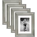 Art Street Picture Frames Set of 4 Wall Mounted Premium 3D Photo Frame Vertical &amp; Horizontal Wall Hanging Individual Collage for Home Décor (Silver, Size 6x8 inch)