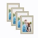 Art Street Picture Frames Set of 4 Wall Mounted Premium 3D Crown Silver Photo Frame Vertical &amp; Horizontal Wall Hanging Individual Collage for Home Décor (Silver, Size 8 x 12 inch)