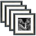 Art Street Wood Picture Frames Set Of 4 Wall Mounted Premium 3D Photo Frame Vertical &amp; Horizontal Wall Hanging Individual Collage For Home Décor (Black, Size 12X12 inch)