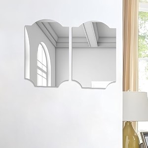 art street rectangle corner cut shape adhesive mirror sticker for wall on tiles bathroom bedroom living room for home set of 2 size 12x16 inch