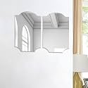 Art Street Rectangle Corner Cut Shape Adhesive Mirror Sticker for Wall on Tiles Bathroom Bedroom Living Room for Home, (Set of 2, Size: 12x16 Inch)
