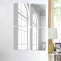 Art Street Rectangle Round Corner Shape Adhesive Mirror Sticker for Wall on Tiles Bathroom Bedroom Living Room for Home, (Set of 4, Size: 8x12 Inch)