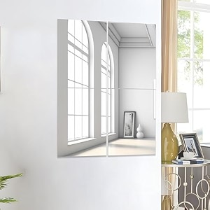 art street rectangle shape adhesive mirror sticker for wall on tiles bathroom bedroom living room for home set of 6 size 12x16 inch