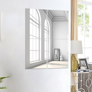art street rectangle shape adhesive mirror sticker for wall on tiles bathroom bedroom living room for home set of 4 size 12x16 inch