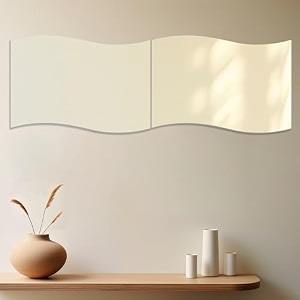 art street rectangle wave shape adhesive mirror sticker for wall on tiles bathroom bedroom living room for home set of 2 size 8x12 inch