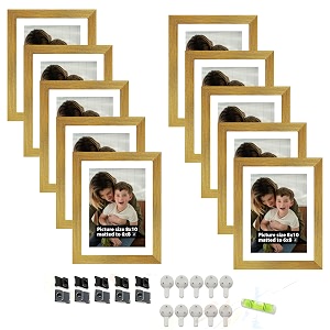 art street individual photo frames set of 10 picture frame for home decoration living room office decoration gold size 8x10 inch