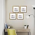 Art Street Set of 4 Engineered Wood Elegant Designed Gold Individual Photo Frame With Square Mat, Wall Mount Home Decor, Office, Bedroom, Living Room, WalL Decor (8x8 Matted To 5x5 Inch)
