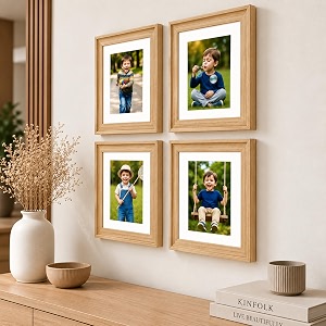 art street wooden photo frame for living room aesthetic cave design photo frames for photograph art work certificates set of 4 6x8 inch wood brown