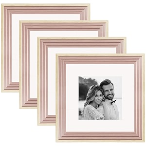 art street synthetic wooden set of 4 individual couple rectangular photo framewall hanging for home dcor - pink size 8x8 inch