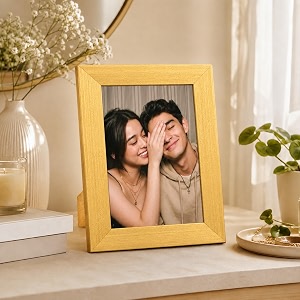 art street table rectangular wood wall mount table top photo frame for home and office wall decoration golden 4x6 inch