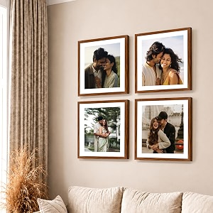 art street premium photo frame for living room classic aesthetic design photo frames for photograph art work kids room set of 4 12x12 inch brown