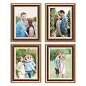 Art Street Picture Frames Set of 4 Wall Mounted Premium 3D Crown Brown Photo Frame Vertical &amp; Horizontal Wall Hanging Individual Collage for Home Décor (Brown, Size 8 x 10 inch)