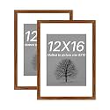 Art Street Synthetic Document Large Size Wall Photo Frame, Set Of 2 Big Frames For Wall Artwork, Certificates, Picture &amp; Photographs Home Decor(12x16 Inch, Matted To: 8x10 Inch, Brown)