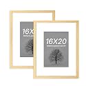 Art Street Synthetic Document Large Size Wall Photo Frame, Set Of 2 Big Frames For Wall Artwork, Certificates, Picture &amp; Photographs Home Decor (16x20 Inch, Matted To: 8x12-A4 Inch, Beige)