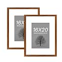 Art Street Synthetic Document Large Size Wall Photo Frame, Set Of 2 Big Frames For Wall Artwork, Certificates, Picture &amp; Photographs Home Decor (16x20 Inch, Matted To: 8x12-A4 Inch, Brown)